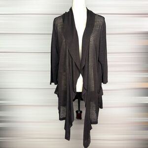 Marina Rinaldi Open Front Lightweight Semi Sheer Brown Draped Long Cardigan L